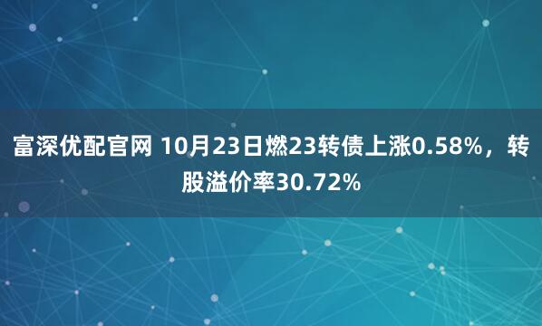 富深优配官网 10月23日燃23转债上涨0.58%，转股溢价率30.72%