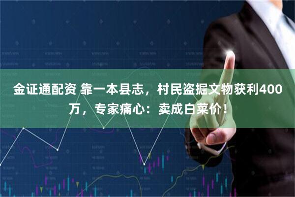 金证通配资 靠一本县志，村民盗掘文物获利400万，专家痛心：卖成白菜价！